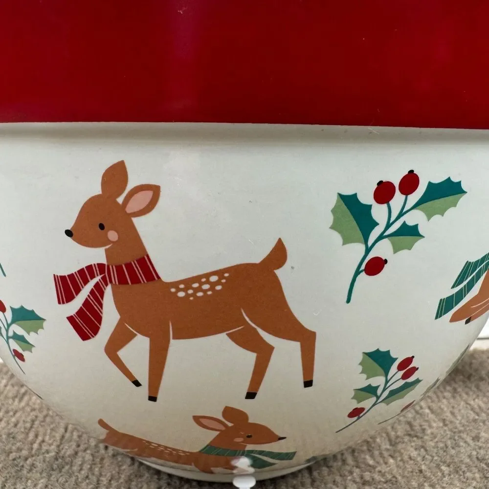 The Bakeshop By MasterClass Reindeer And Holy 3qt Ceramic Mixing Bowl W/Handle